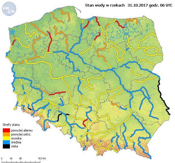 3. Ocena aktualnej i prognozowanej sytuacji i hydrologicznej Ryc. 1. Stan wody w rzekach w Polsce OPIS SYTUACJI HYDROLOGICZNEJ z godz. 08:00 (cz.