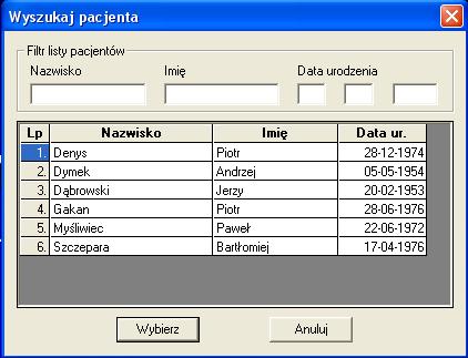 Rys. 5.5. Menedżer badań z rozwiniętą listą Data badania nadrzędnego. 4) Na liście Data badania nadrzędnego wybierz pozycję zawierającą datę wykonania badania, które chcesz otworzyć.