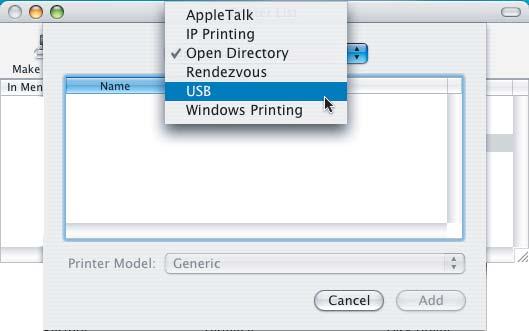 KROK 2 Instalowanie sterownika drukarki 4 Użytkownicy korzystający z kabla interfejsu USB Użytkownicy korzystający z systemu operacyjnego Mac OS X 10.2.4 lub nowszego Podłączenie drukarki do komputera i instalacja sterownika 1 Kliknij ikonę Zainstaluj sterownik drukarki w menu ekranowym.