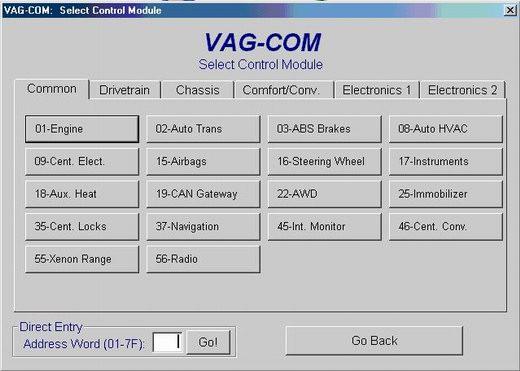 Diagnostyka pojazdu: Najpopularniejszym programem współpracującym z interfejsem jest Vag-com do wersji 409.1 włącznie.