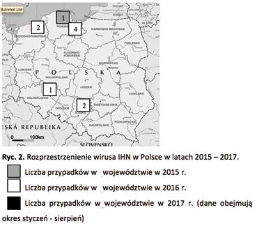 Sytuacja epizootyczna w zakresie wirusowych chorób ryb zachodnio-pomorskie (powiat Koszalin, powiat Białogard), dolnośląskim (powiat Kłodzko), pomorskim (powiat Słupsk, dwukrotnie w powiecie