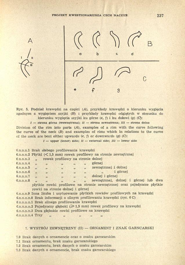 PROJEKT KWESTIONARIUSZA CECH NACZYŃ 237 Ryc. 5.