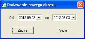 SOSPA System Obsługi SPA_ j Rys. 87. Dodawanie nowego okresu do harmonogramu. 10.12.4. Usuwanie zasobu. Funkcja powoduje usunięcie zasobu z kartoteki.