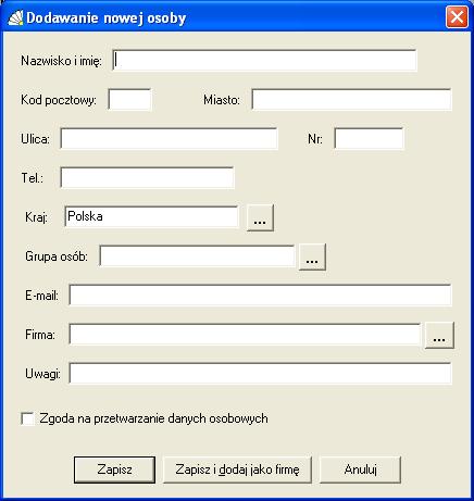 SOSPA System Obsługi SPA_ j Rys. 7. Dodawanie nowej osoby. 5.2.2. Edycja danych osobowych w kartotece.