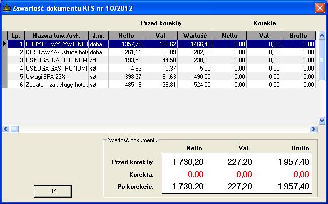 SOSPA System Obsługi SPA Rys. 26. Zawartość korekty faktury VAT sprzedaży.