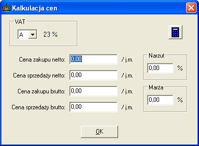 SOSPA System Obsługi SPA Rys. 33. Okno kalkulacji cen.