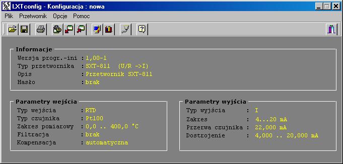 Po uruchomieniu programu wyświetlane jest następujące okno: Menu poleceń Pasek narzędzi Pola informacyjne 4.1. Polecenia.