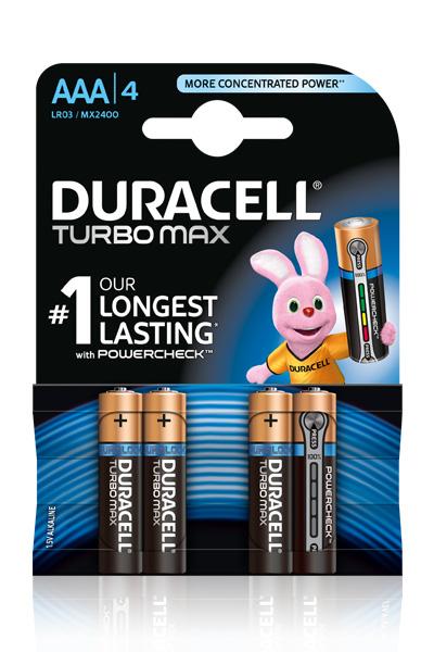 Baterie DURACELL TURBO MAX LR03 / AAA / MN2400 (K4) Symbol KTM: SC-DURT-AAA-4 Symbol EAN: 5000394010369 Waga: 0kg Ilość produktów w