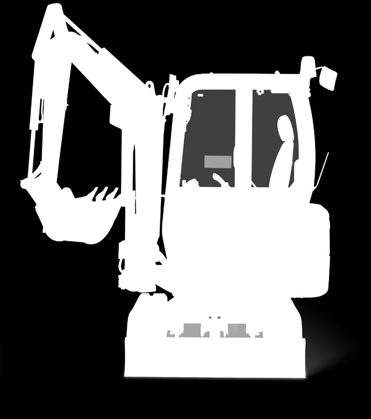 Minimalny promień obrotu przodu: 1700 mm Obrót z wysięgnikiem: 1460 mm Tylny promień obrotu: 980 mm KOMPAKTOWOŚĆ ORAZ WSZECHSTRONNOŚĆ Yanmar SV22 z racji bardzo niskiego