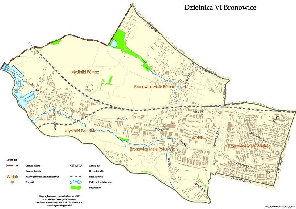 KRAKÓW KROWODRZA, UL. MACHAYA 1/5 IXKM 90/14 Granice dzielnicy Bronowice: Od strony zachodniej od przecięcia rzeki Rudawy z granicą m. Krakowa, dalej granicą m.