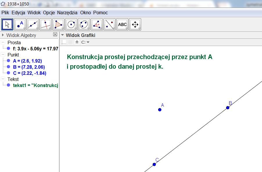 5. Konstrukcja prostej przechodzącej przez punkt A i