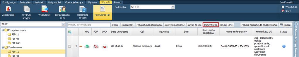 Kod odpowiedzi z bramki US powiązany jest ze statusem wysłanej deklaracji: Status Możliwe kody odpowiedzi z bramki US W trakcie przetwarzania 300, 301, 302, 303 Wysłany