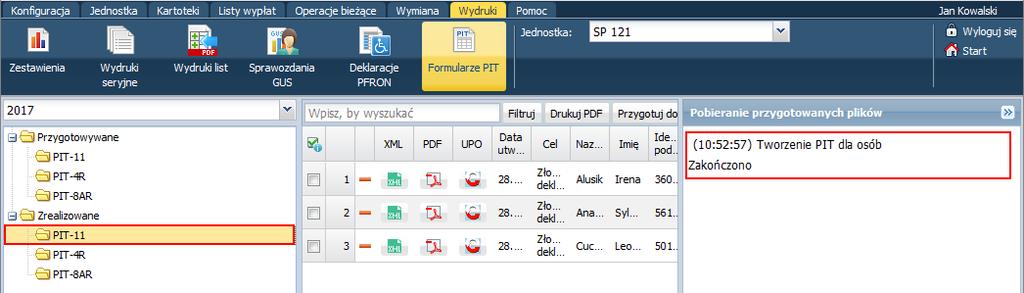 Płace VULCAN. Jak utworzyć deklaracje PIT, podpisać je certyfikatem i wysłać do systemu e-deklaracje?3/12 8. Zminimalizuj panel Pobieranie przygotowanych plików, klikając ikonę.