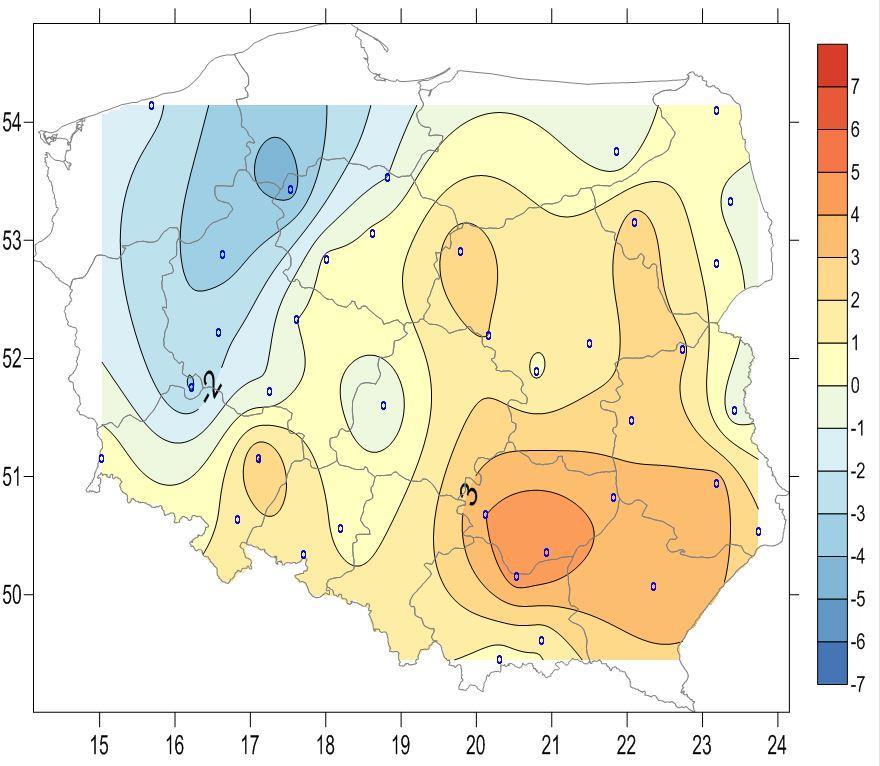 wysokości elipsoidalnych wyrażonych w układzie ETRF2000 (e. 2011.0). Świadczy o tym wielkość błędu średniego pojedynczego spostrzeżenia wynosząca 2.