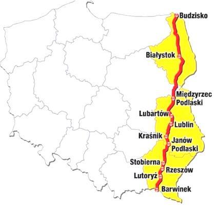 Via Carpatia w Polsce długość: ~ 683 km Podlaskie: 1,193 mln; ~282km