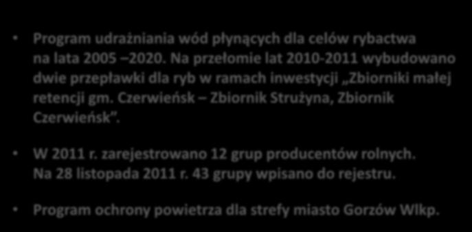 retencji gm. Czerwieosk Zbiornik Strużyna, Zbiornik Czerwieosk. W 2011 r.