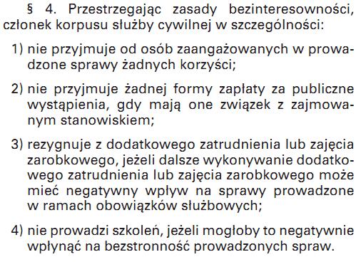 wytycznych w zakresie przestrzegania zasad służby cywilnej