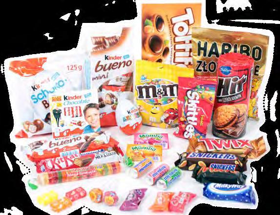100g M&M s Orzeszki w czekoladzie 150g Mamba Duo Gumy rozpuszczalne 26,5g Mentos Rainbow Cukierki 37,5g Olza Prince Polo Classic Wafelek 35g Twix Baton 50g Toblerone