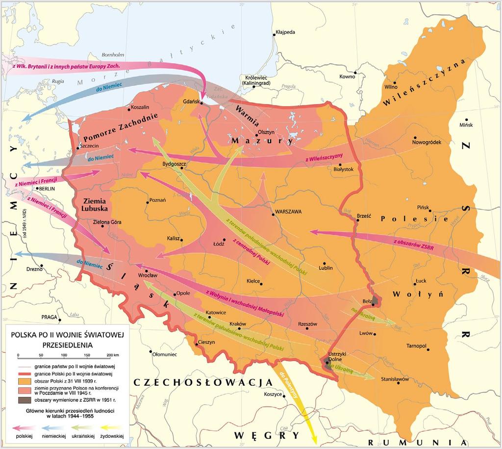 Kiedy granice Polski, po zakończeniu II wojny światowej uległy zmianom, nastąpiły znaczne migracje wewnętrzne i zewnętrzne. Migracje, według różnych szacunków objęły około 7,5 mln mieszkańców.