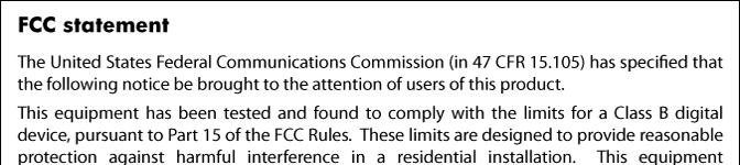 FCC statement Informacje techniczne Notice to