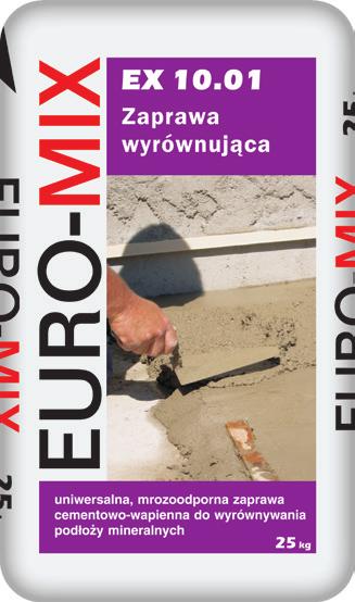 PRODUKTY SUCHE NAZWA HANDLOWA: EX 10.01 PRODUKT: Zaprawa wyrównująca. Służy do wykonywania wylewek o grubości od 5 mm do 4 cm wewnątrz i na zewnątrz budynku.