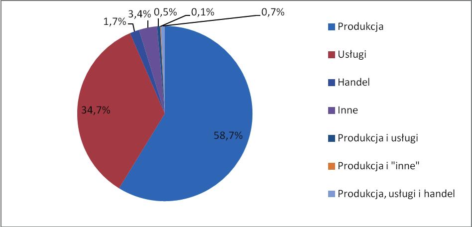 Analiza struktury respondentów według liczby zatrudnianych pracowników pokazuje jednak, że wśród przedsiębiorstw, które zadeklarowały jedynie produkcję lub jedynie usługi, znalazły się większe