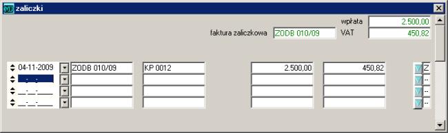 1.1 Fakturowanie 25 Rysunek 1.12: Sprzedaż z magazynu - rozliczanie częściowe zaliczki VAT pozostała część zaliczki będzie zapamiętana jako nierozliczona.