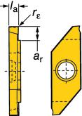 PRZENANE TOZENE ROWKÓW Płytki orout XS Toczenie rowków Płytki orout XS MAR/L Tolerancje, (): l a= ±0.025 (±.0008) r ε= ±0.02 (±.001) Powtarzalność: ±0.025 (±.001) Pokazano wersję prawą Wysokość od osi: ±0.