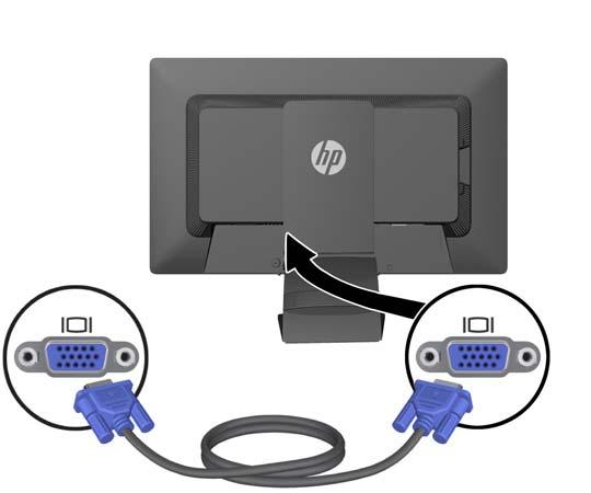 6. Jeśli używasz monitora jako standardowego pojedynczego monitora komputera stacjonarnego, podłącz kabel VGA do monitora i komputera. Sygnał wideo jest przesyłany kablem VGA.