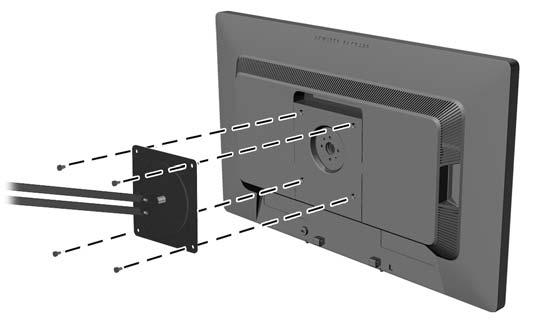 Montowanie monitora Panel monitora można przymocować do ściany, wysięgnika obrotowego bądź innego uchwytu montażowego.