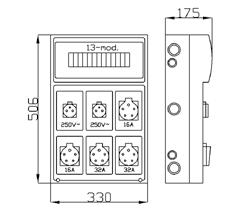 ROZDZIELNICE SIŁOWE RS U RS 13-MOD 2X2P+Z, 2X3P+N+Z 16A, 2X3P+N+Z 32A Miejsce na Kolor zabezpieczenia RS-13 13 modułów Szary RAL 7035 1 4,3 6251-00 Stopień ochrony, napięcie znamionowe N