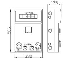 na Kolor zabezpieczenia RS-13 13 modułów Szary RAL 7035 1 4,0 6258-00 Stopień ochrony, napięcie znamionowe N 1x(7x10mm²+2x16mm²) PE 1x(7x10mm²+2x16mm²) Norma: PN-EN 61439-3:2012 Zabezpieczenia: