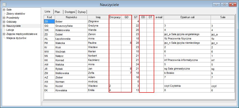 Plan lekcji Optivum.