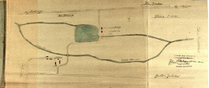 Ryc. 56. a) Plan sytuacyjny młyna wodnego w systemie amerykańskim w Szczebrzeszy nie (1909 r., APL, RGL w. bud. II nr14/1892 s. 19v.), b) fotografia młyna. (2002 r.). Ryc. 57.