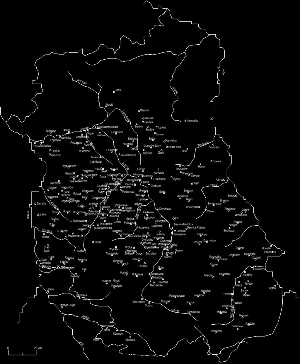 Ryc. 4. Drewniane siedziby szlacheckie na Lubelszczyźnie w latach 1500-1700. Za: I.