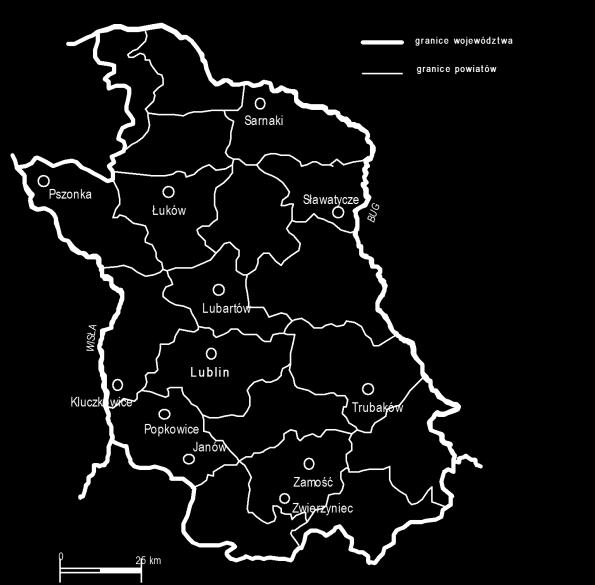 Ryc. 10. Rozmieszczenie browarów w Województwie Lubelskim w 1929 roku.