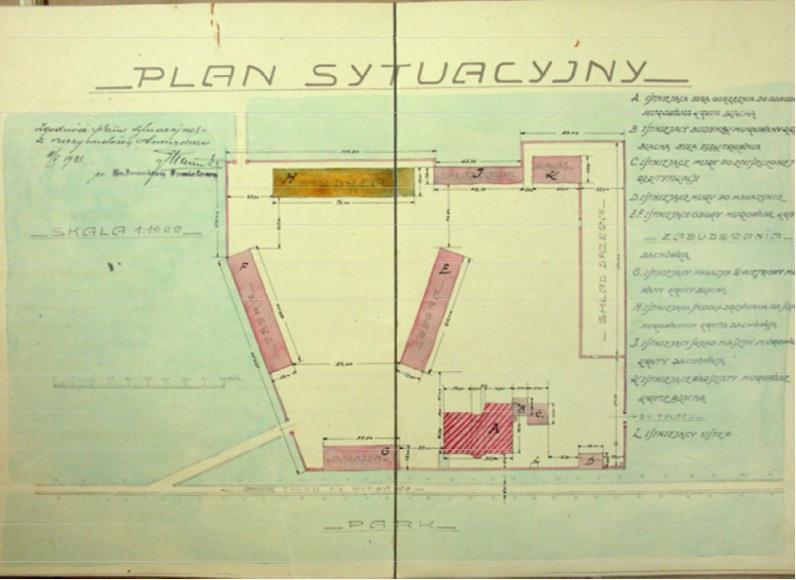 Ryc. 15. Plan sytuacyjny folwarku w Różance. (APL UWL w. kom.-bud. sygn. 358).