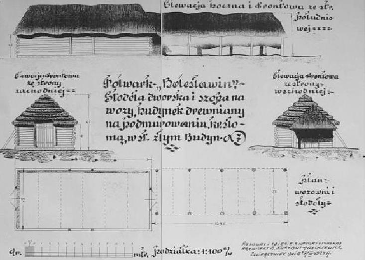 Ryc. 18. Inwentaryzacja stodoły w folwarku Bolesławin (AOZ, Plany, sygn. 1030/1).