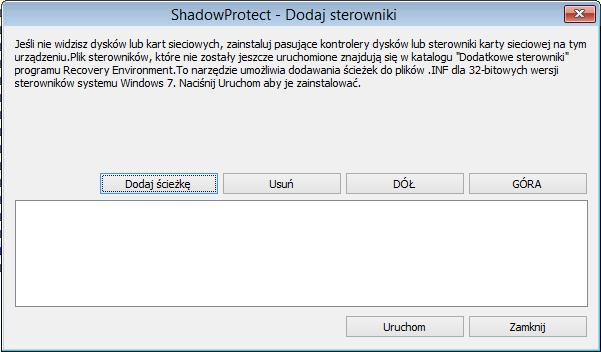 2. Kliknij Dodaj ścieżkę aby wyszukać plik INF jeżeli jest to konieczne. Powtarzaj ten proces do momentu aż dodasz wszystkie potrzebne pliki.
