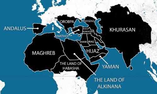 Mapa opublikowana przez ISIS z ich planami na najbliższe pięć lat.