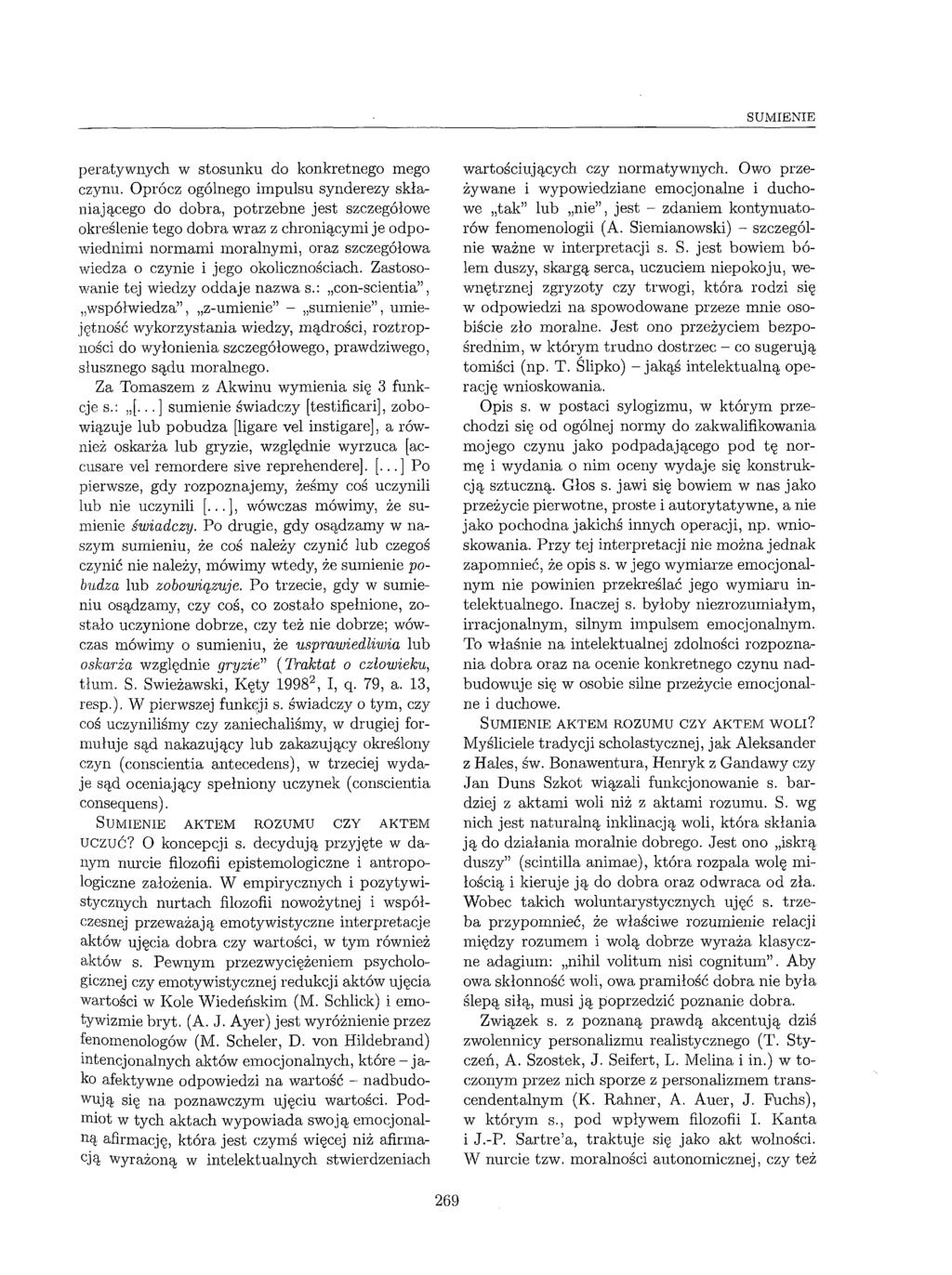 SUMIENIE peratywnych w stosunku do konkretnego mego czynu.