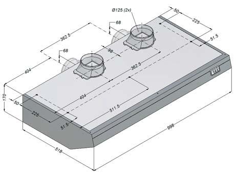 mm 600 x 520 x 170 900 x 520 x 170 1000 x 520 x 170 Ilość silników nadmuchów i ujść