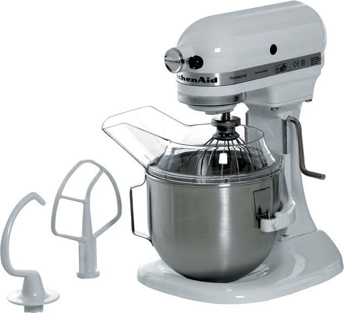 KitchenAid Mikser planetarny KitchenAid K45 Universal 5KSM45EWH biały 1 dzieża ze stali nierdzewnej a 4,28 l końcówka do ubijania piany, końcówka do