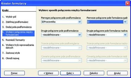 Kreator formularzy połączenie między formularzami 4.