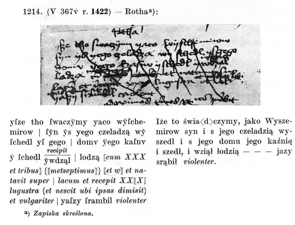 Wydanie Wielkopolskich rot sądowych w świetle najnowszych ustaleń badawczych 211 ści poprawnego odczytania zabiegów redakcyjnych dokonywanych na tekście przez średniowiecznego pisarza).