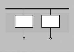 bez wewnętrznych przegród pomiędzy elementami czynnościowymi i/lub szynami do kształtu 4b włącznie, ze stopniowymi konfiguracjami: rozdzielenie szyn w tym szyn