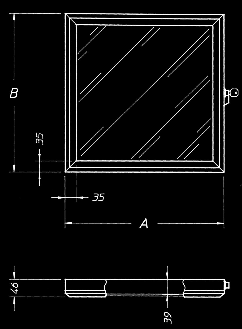 otwór montażowy L=szerokość szafy Bmax= 3000mm (pojedynczy element) OKNO ALUMINIOWE WIPX Do ochrony komponentów