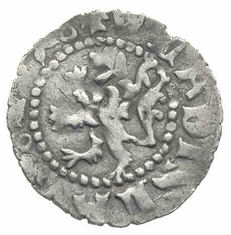 którym ukoronowany monogram K po jednej stronie łączy się z inicjałem L króla Ludwika (1370-72, 1379-82) pod dużą koroną na rewersie (takiego typu