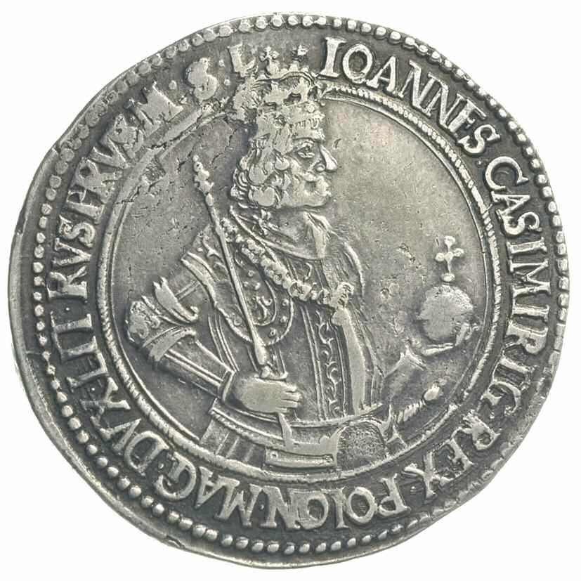 Król ma tu tytuł polski i szwedzki, a moneta opisana jest jako należąca do księstw opolskiego i raciborskiego.