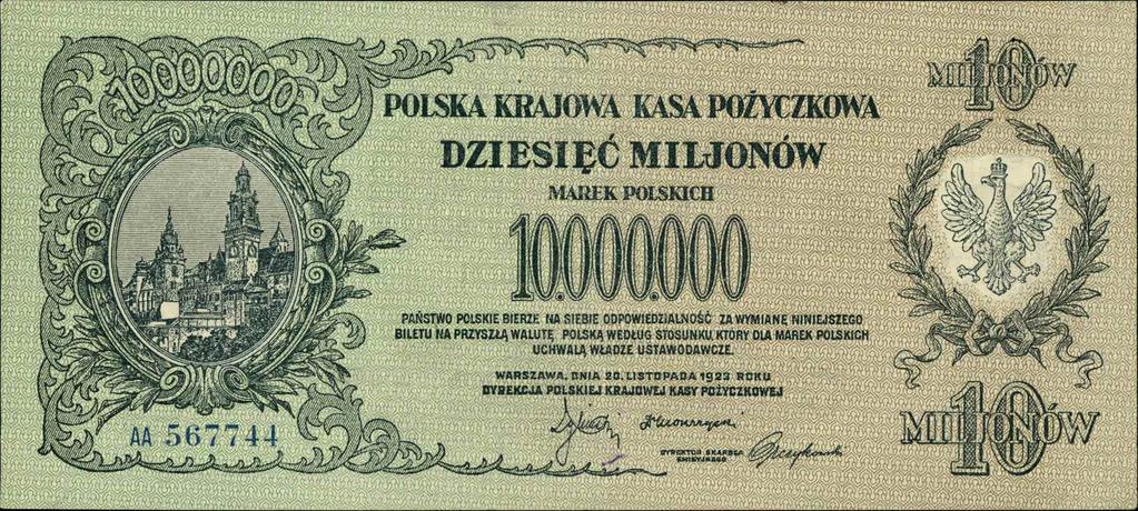 *77. II Rzeczpospolita Polska, 10.000.000 marek polskich 1923, seria AA, numeracja 567744, Lucow 459 (R5), Miłczak 39.